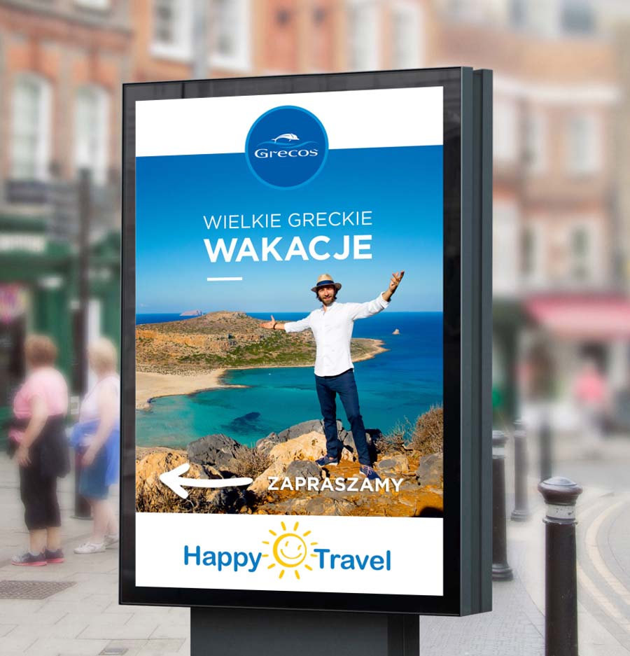 Grecos Holiday, Wild Head Studio, branding outdoor