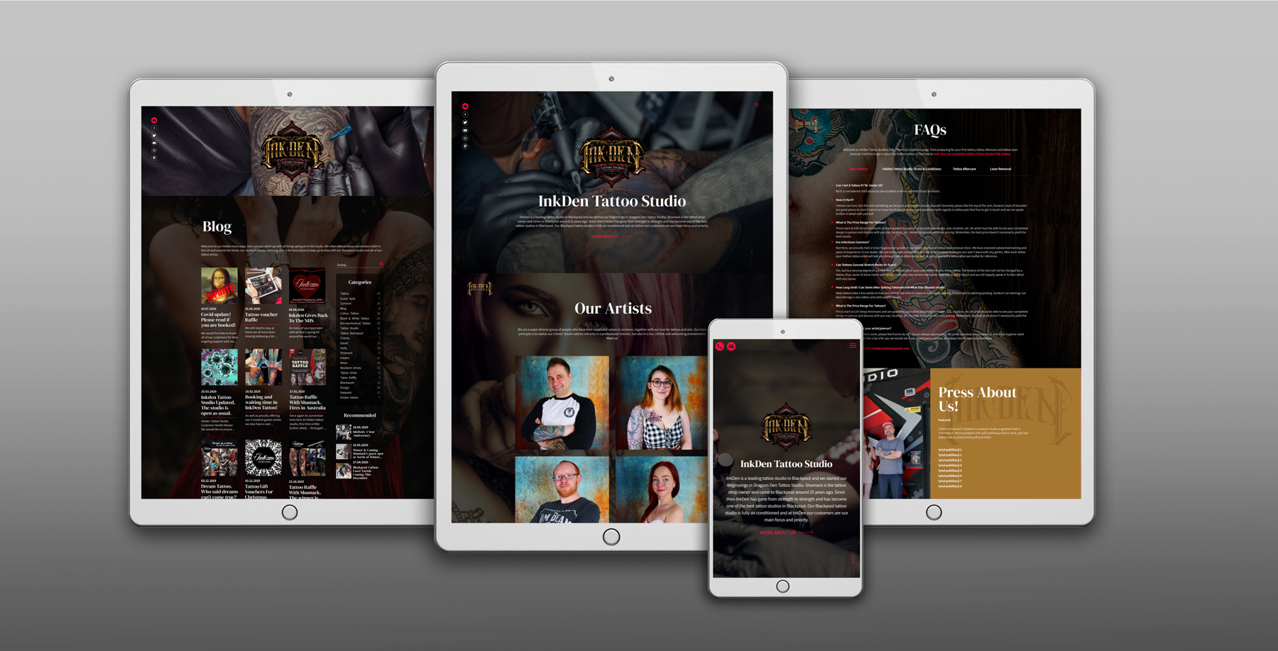 InkDen Tattoo Studio, Wild Head Studio, strona internetowa